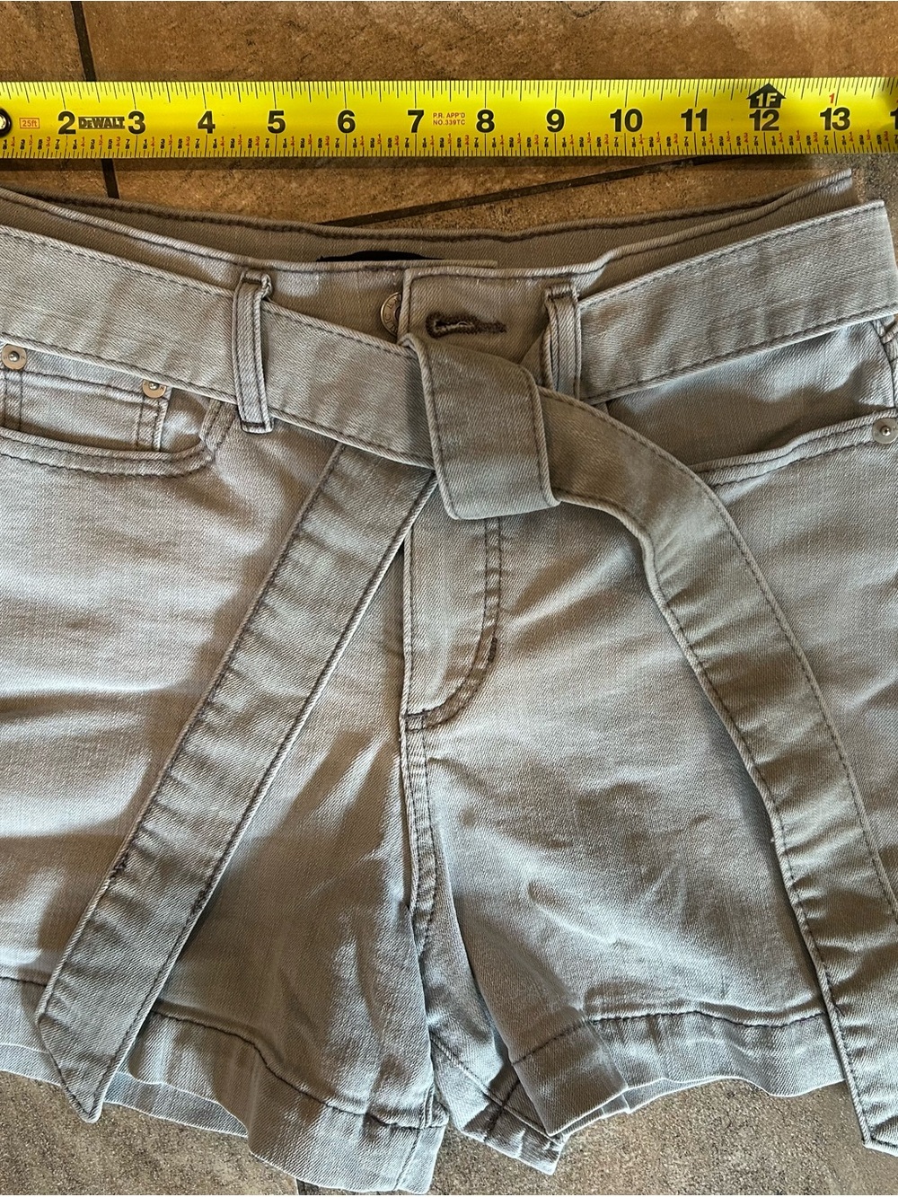 Banana Republic High-Rise Gray Shorts with Tie Belt